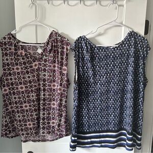 Liz Claiborne Women's Blouses - Purple and Blue Patterns 1X Top Bundle